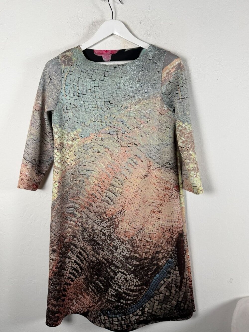 Animapop Mosaic Print Shift Dress Multicolor Roman Tile Graphic Made in Italy